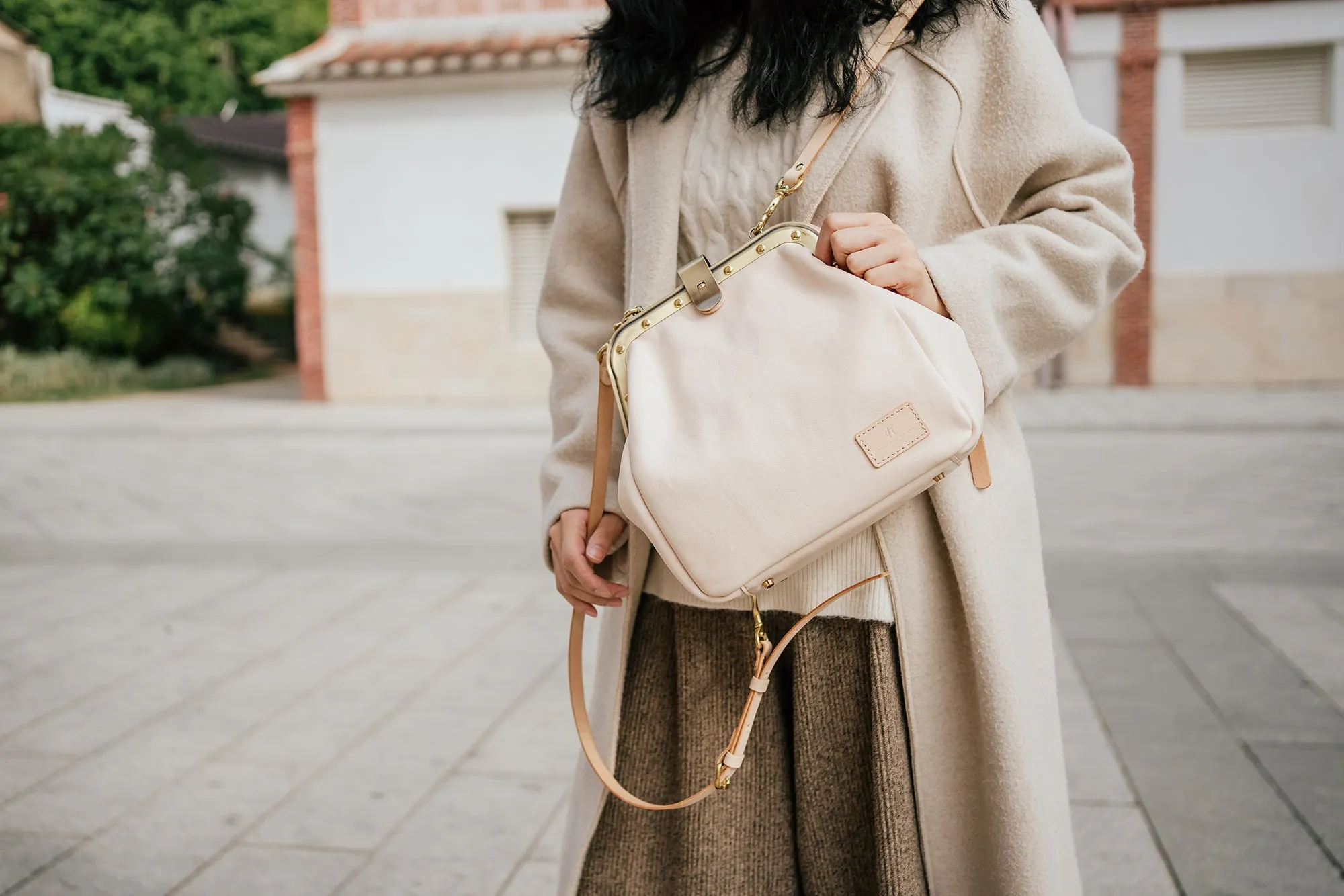 Handmade Womens White Leather Doctor Backpack Purse Shoulder Doctor Handbag for Women