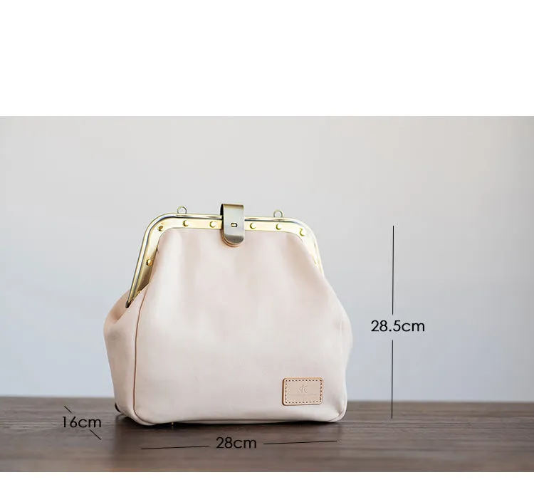 Handmade Womens White Leather Doctor Backpack Purse Shoulder Doctor Handbag for Women