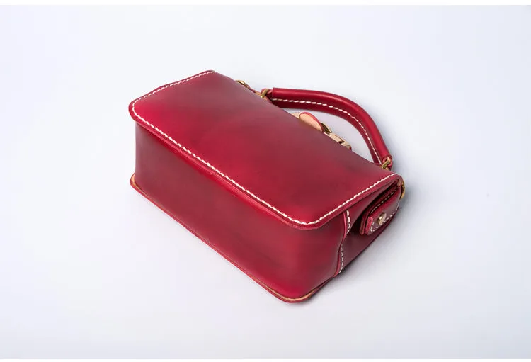 Handmade Womens Yellow Leather Doctor Handbag Purse Small Side Bag Doctor Bags for Women