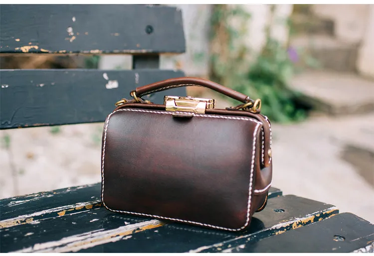Handmade Womens Yellow Leather Doctor Handbag Purse Small Side Bag Doctor Bags for Women