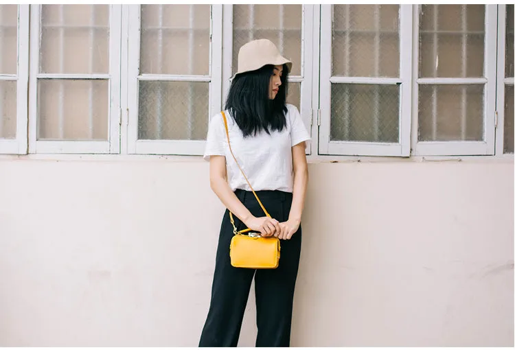 Handmade Womens Yellow Leather Doctor Handbag Purse Small Side Bag Doctor Bags for Women