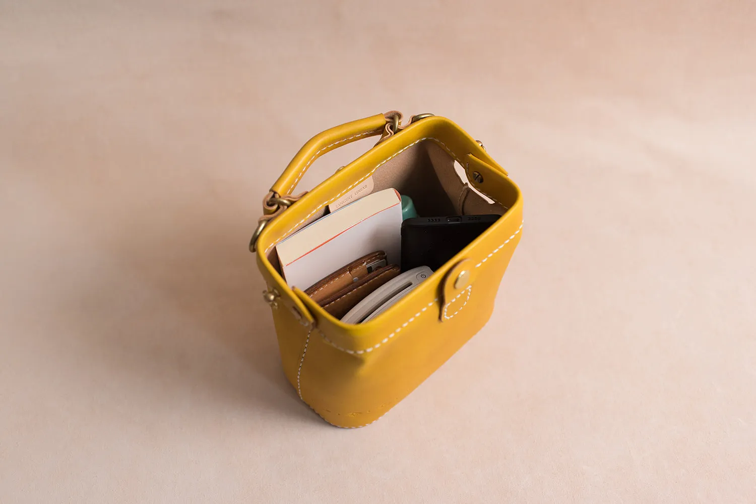 Handmade Womens Yellow Leather Mini doctor Handbag shoulder doctor bags for women