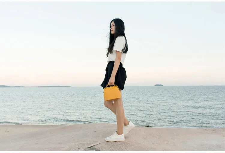 Handmade Womens Yellow Leather Mini doctor Handbag shoulder doctor bags for women