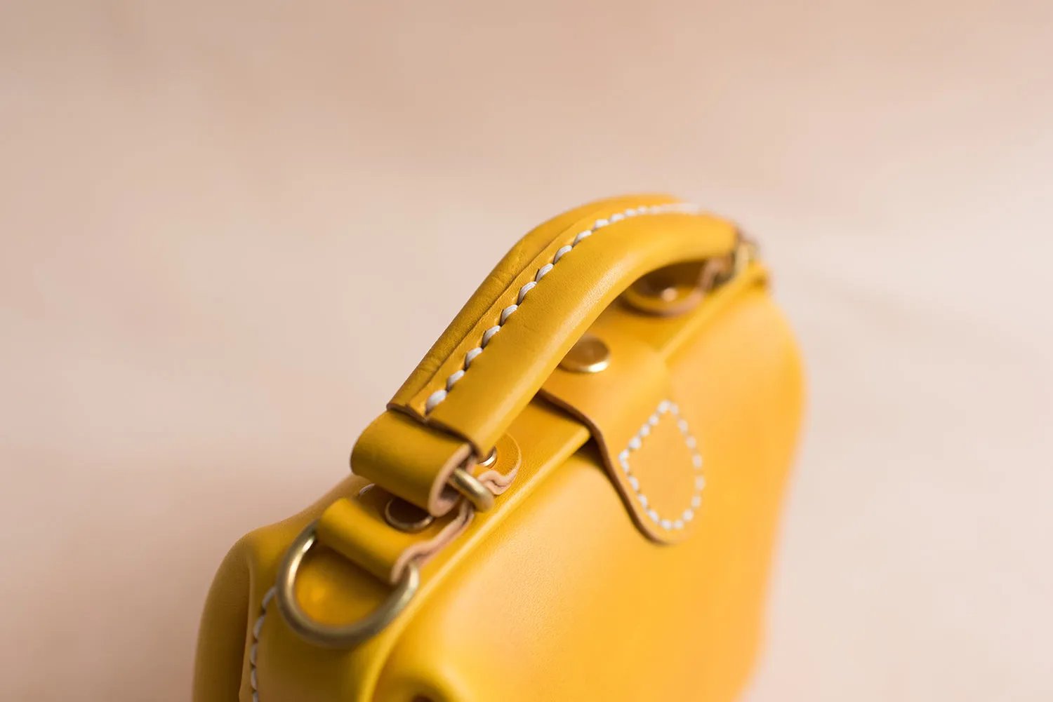 Handmade Womens Yellow Leather Mini doctor Handbag shoulder doctor bags for women