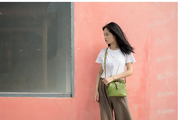 Handmade Womens Yellow Leather Small doctor Purse Yellow shoulder doctor bags for women