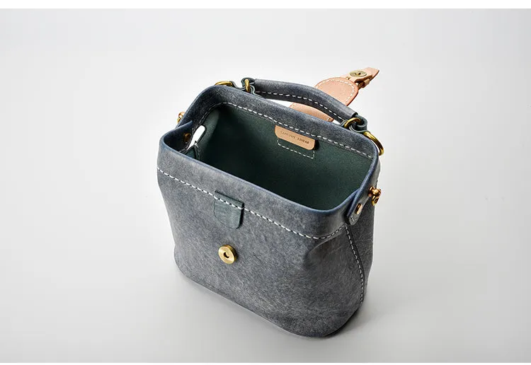 Handmade Womens Yellow Leather Small doctor Purse Yellow shoulder doctor bags for women