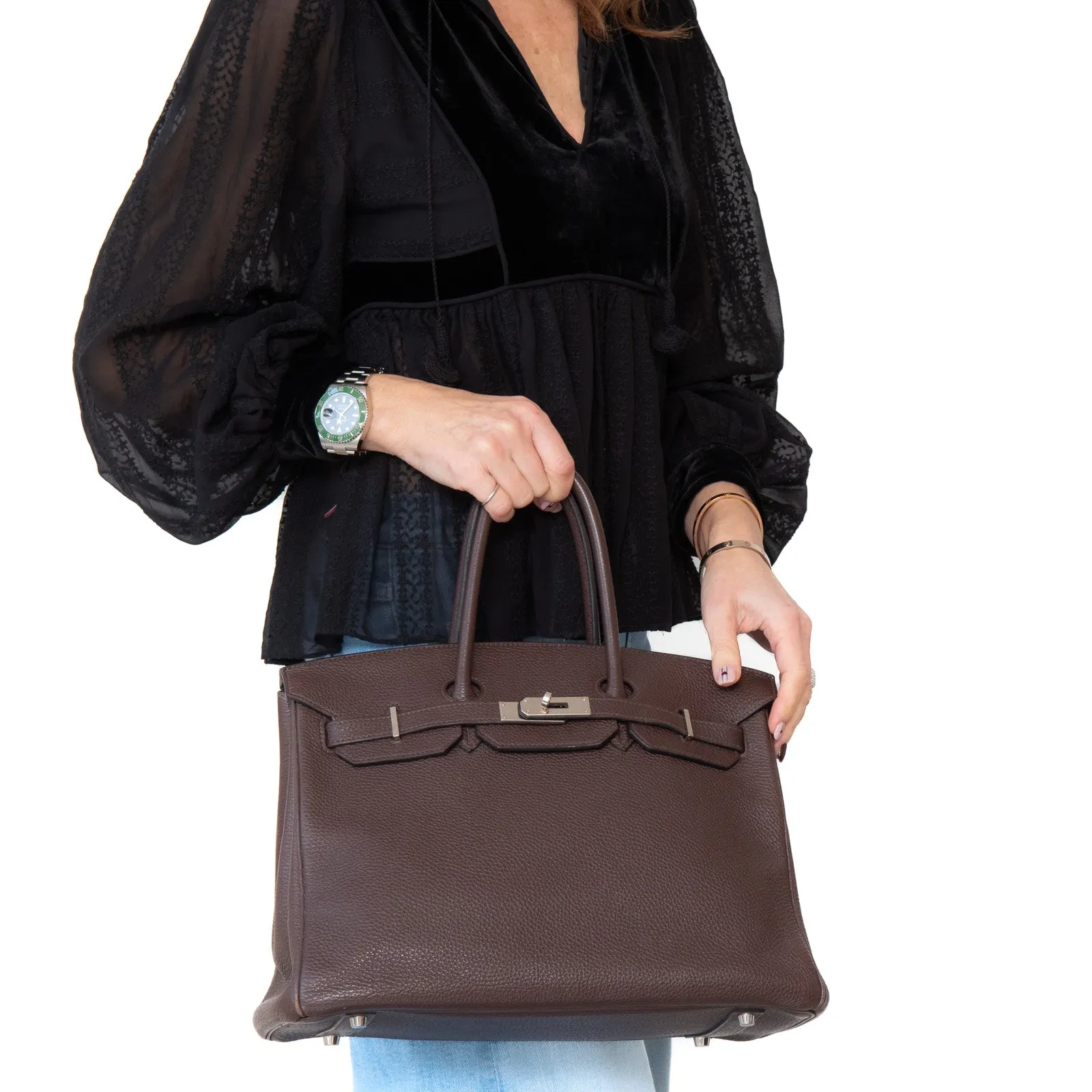 Hermes Birkin 35 Chocolate Veau Togo Leather Bag
