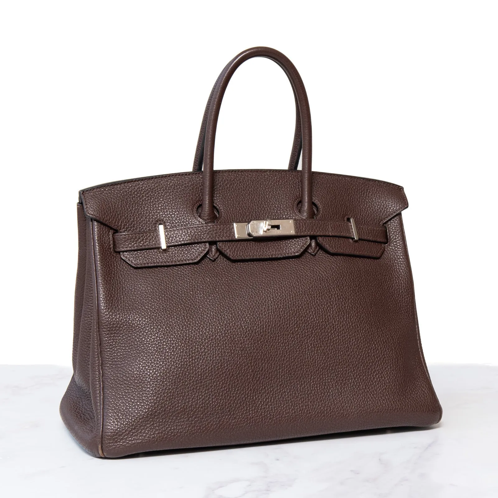 Hermes Birkin 35 Chocolate Veau Togo Leather Bag