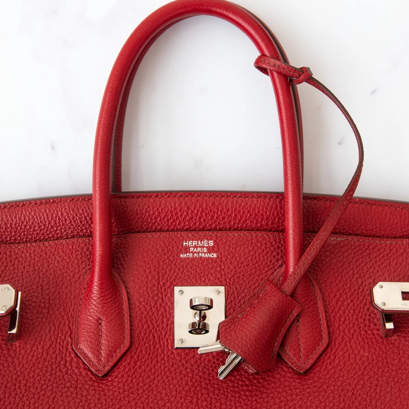 Hermes Birkin 35 In Rouge Garance Veau Togo Leather With Palladium Tone Hardware