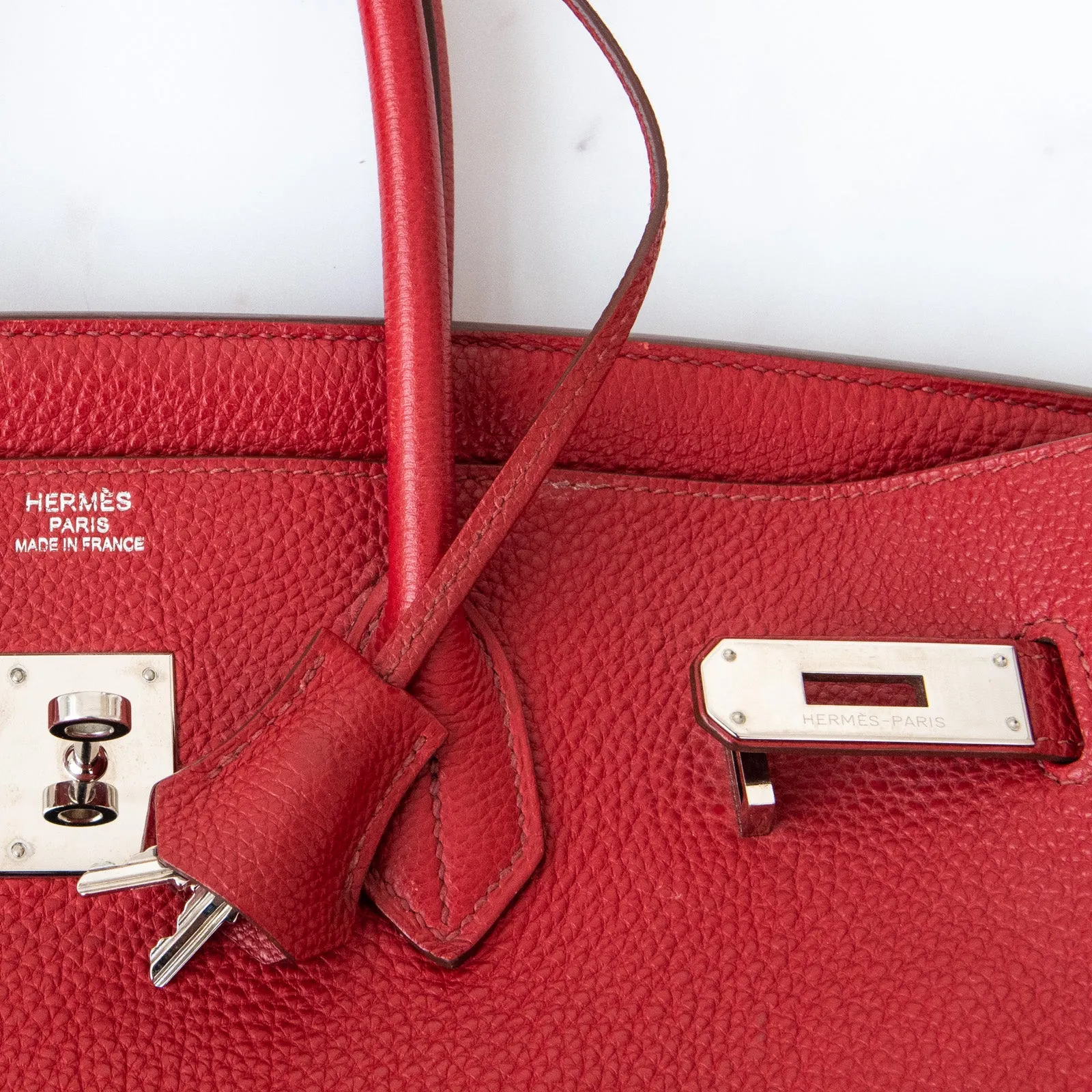 Hermes Birkin 35 In Rouge Garance Veau Togo Leather With Palladium Tone Hardware