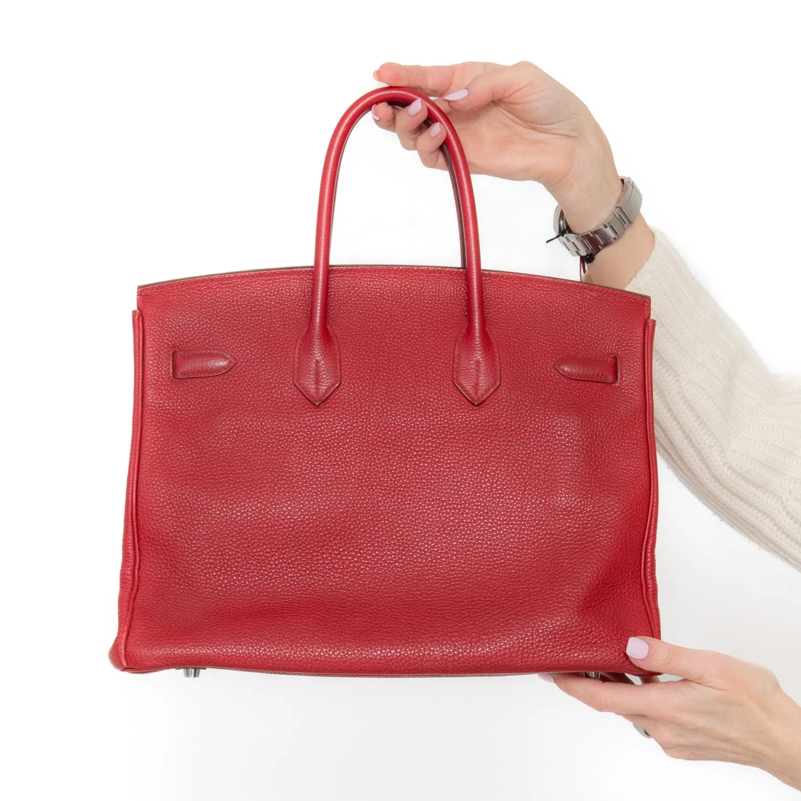Hermes Birkin 35 In Rouge Garance Veau Togo Leather With Palladium Tone Hardware