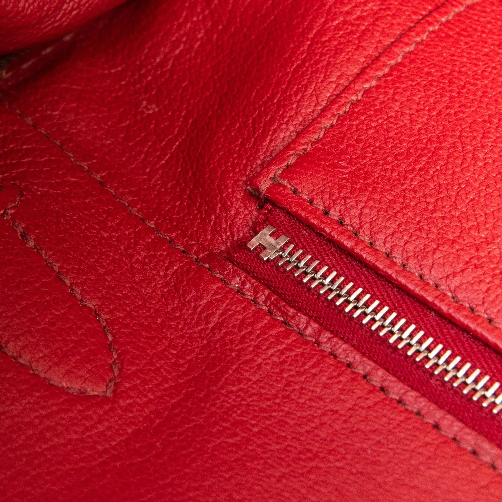 Hermes Birkin 35 In Rouge Garance Veau Togo Leather With Palladium Tone Hardware