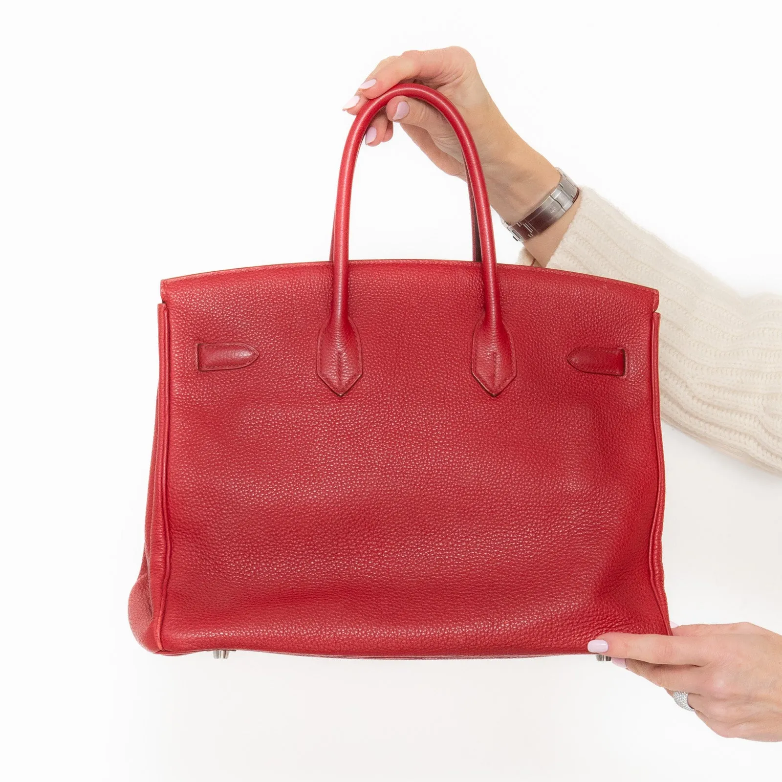 Hermes Birkin 35 In Rouge Garance Veau Togo Leather With Palladium Tone Hardware