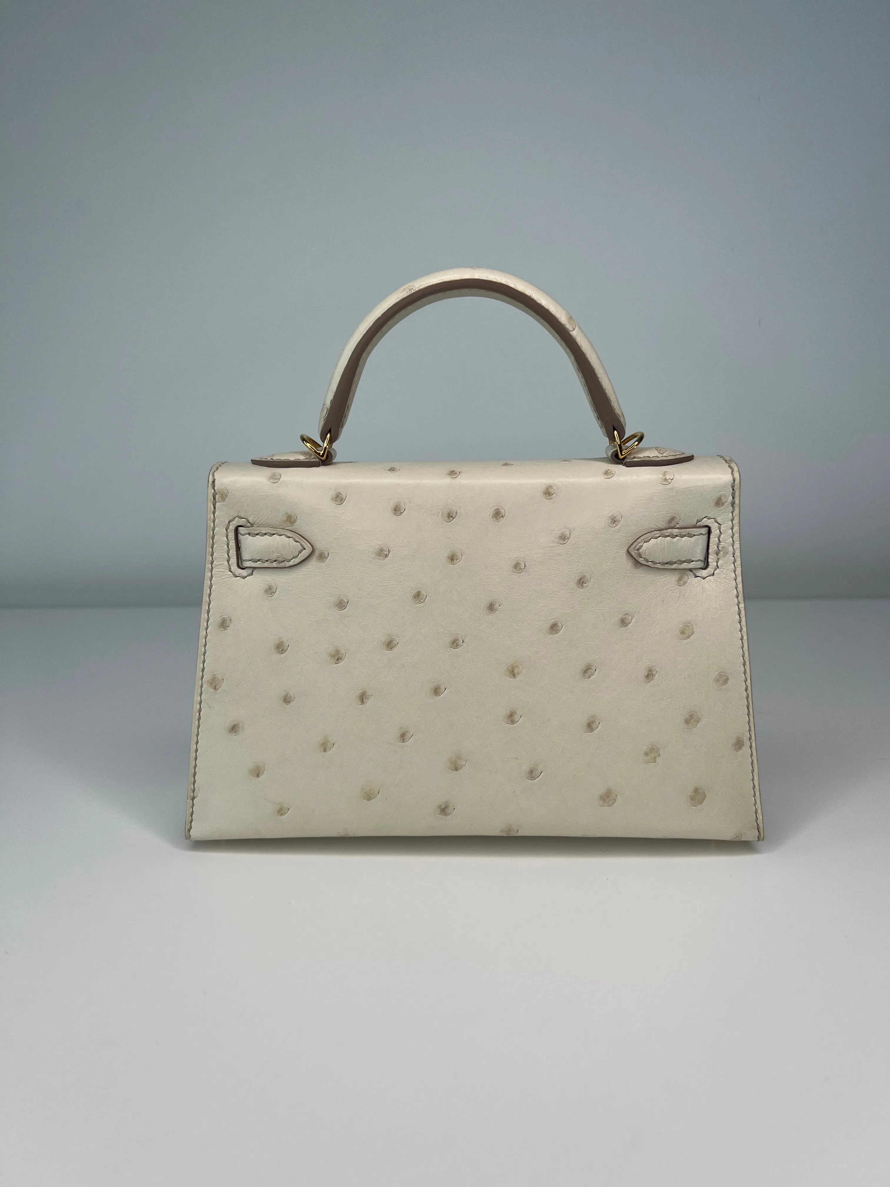 Hermes Kelly 20 Beton Ostrich Gold Hardware