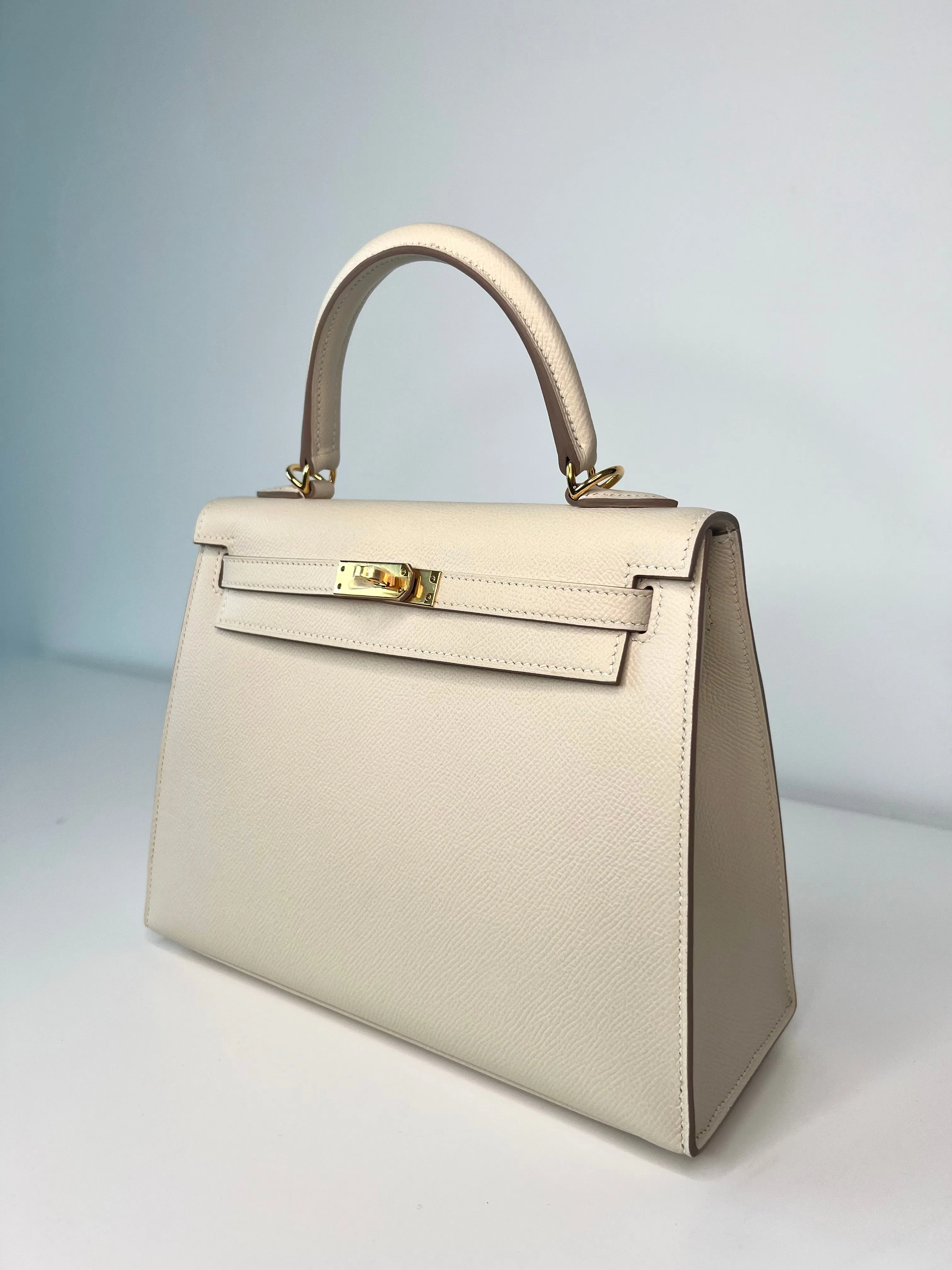 Hermes Kelly 25 Craie Epsom Gold Hardware