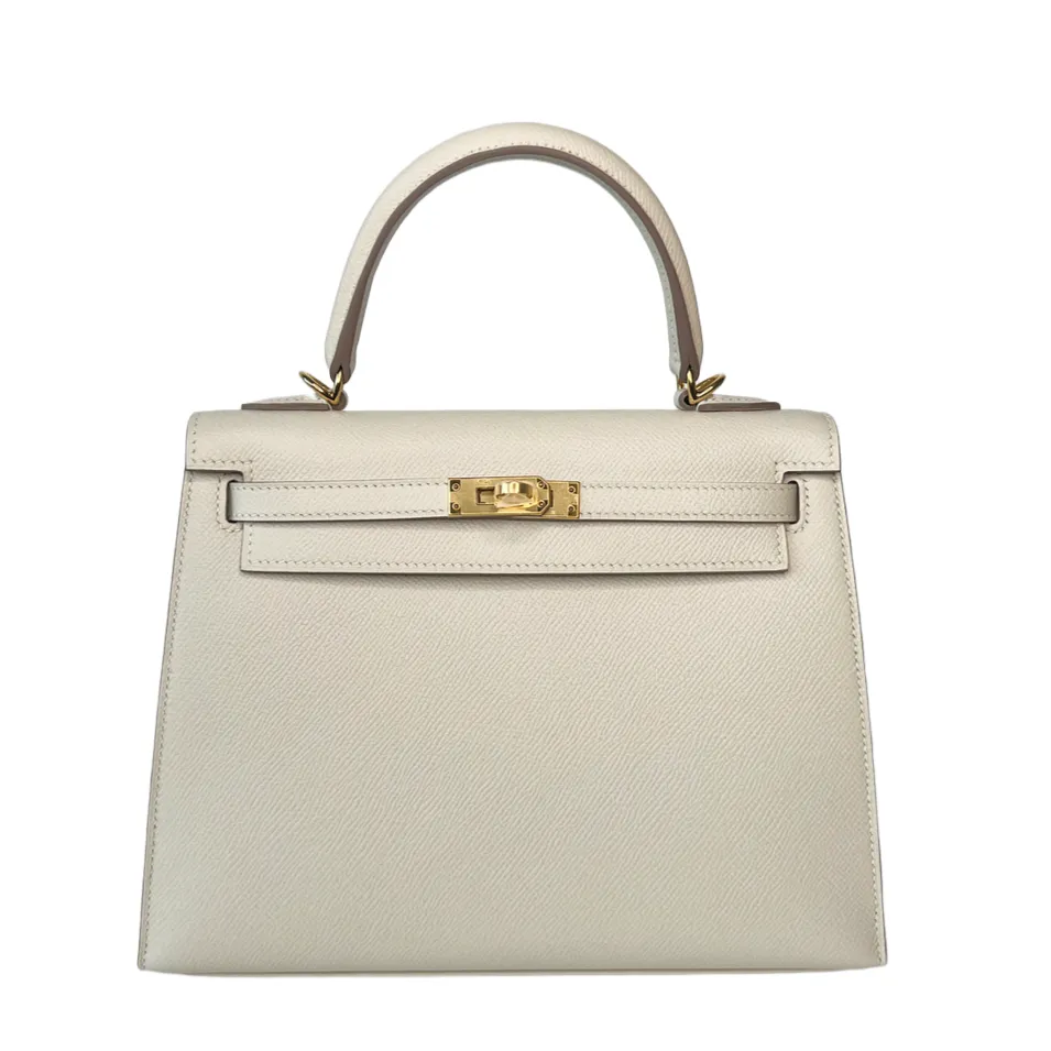 Hermes Kelly 25 Craie Epsom Gold Hardware