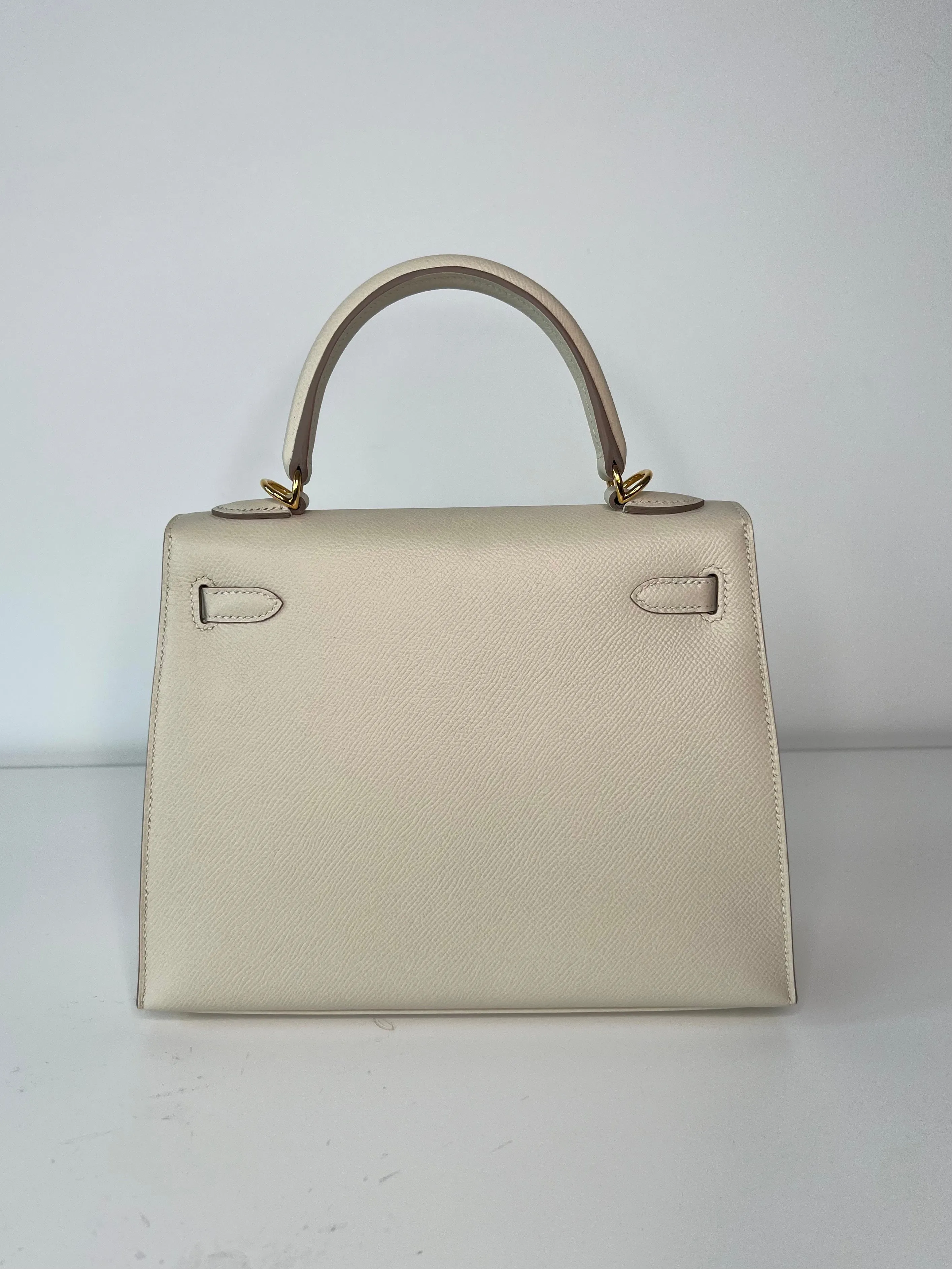 Hermes Kelly 25 Craie Epsom Gold Hardware