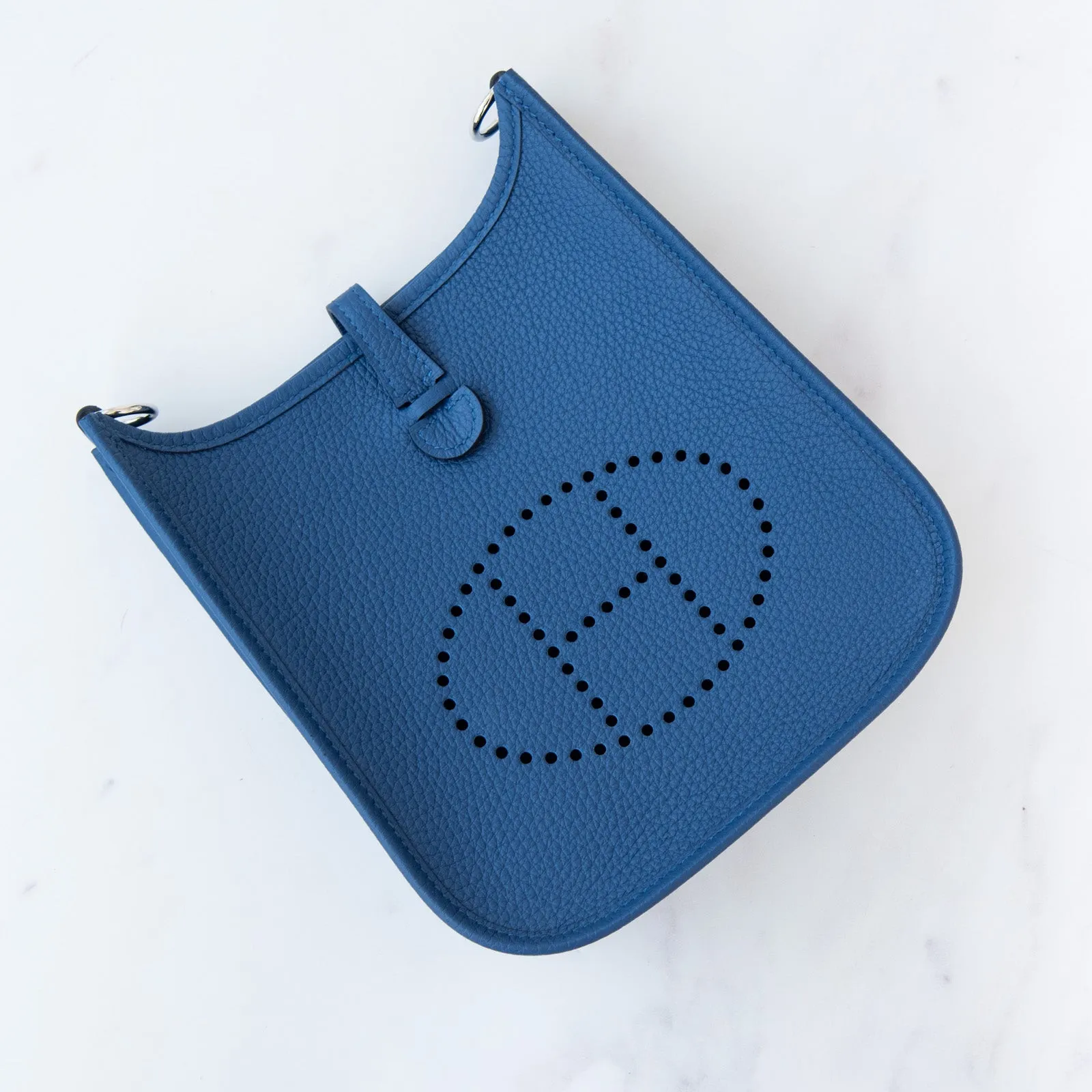 Hermes Mini Evelyne 16 Amazone Bleu  Clemence Leather Bag
