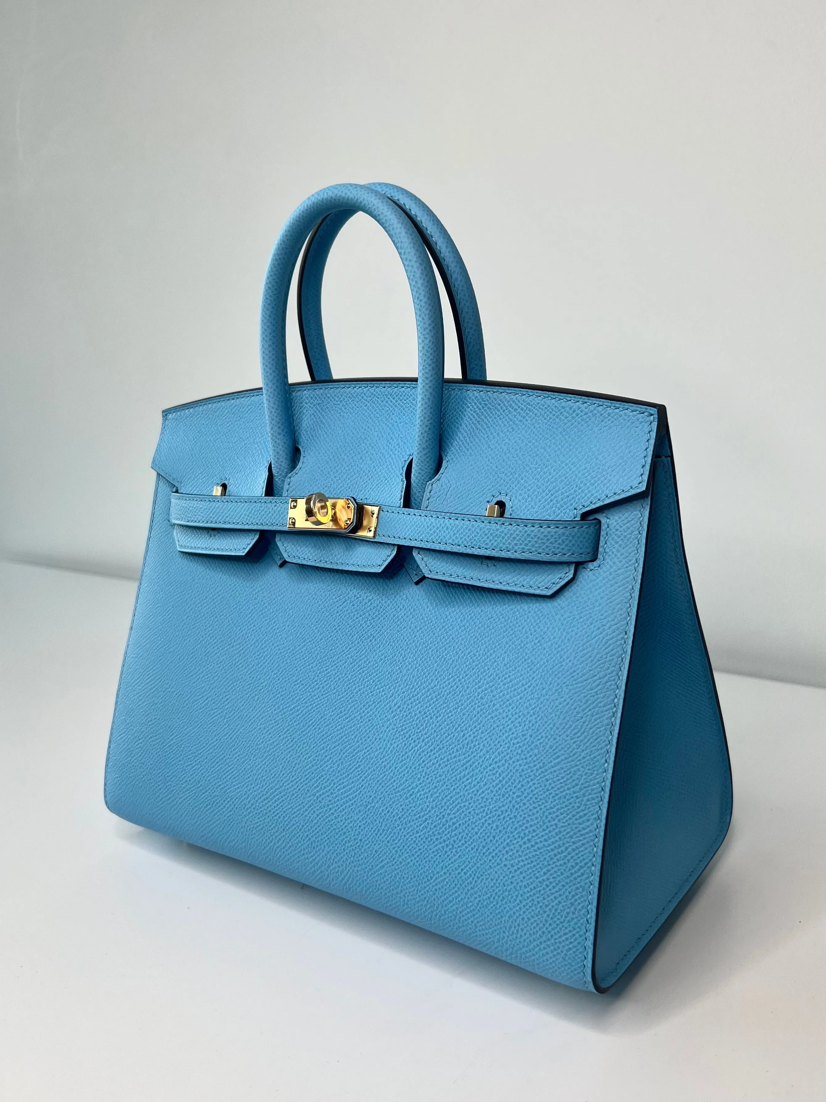Herm??s Birkin 25 Blue Celeste Sellier Epsom Gold Hardware