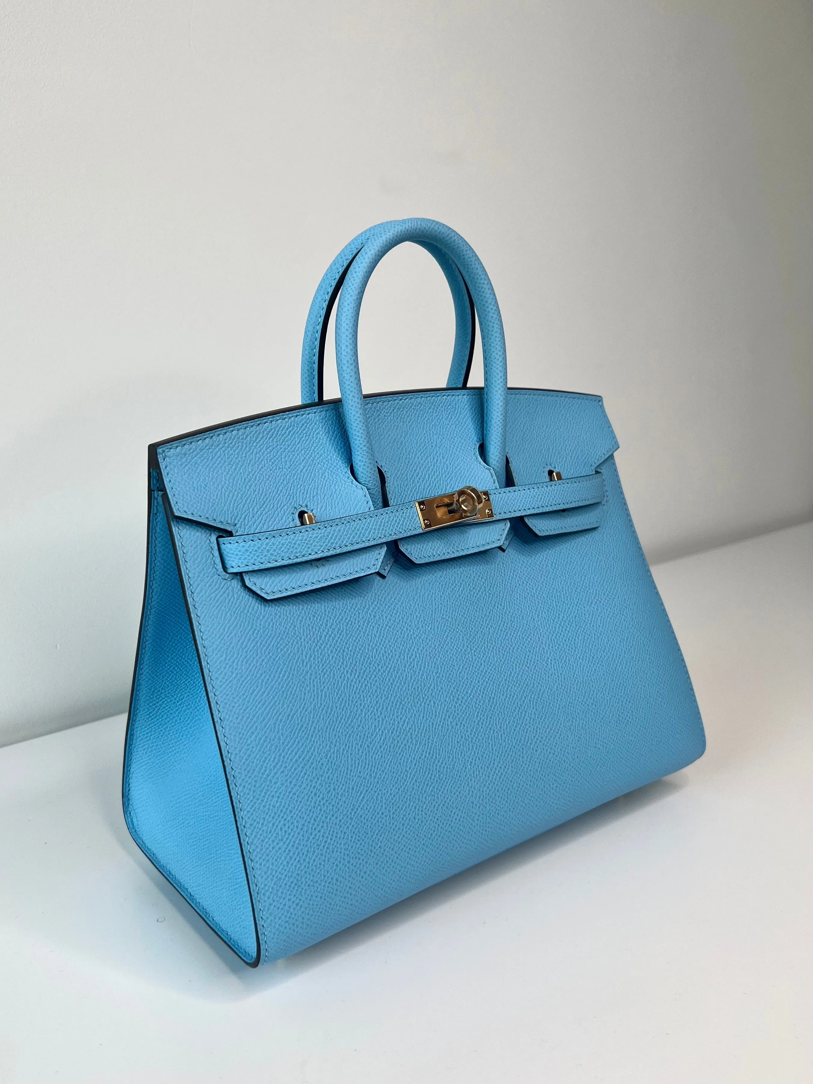 Herm??s Birkin 25 Blue Celeste Sellier Epsom Gold Hardware