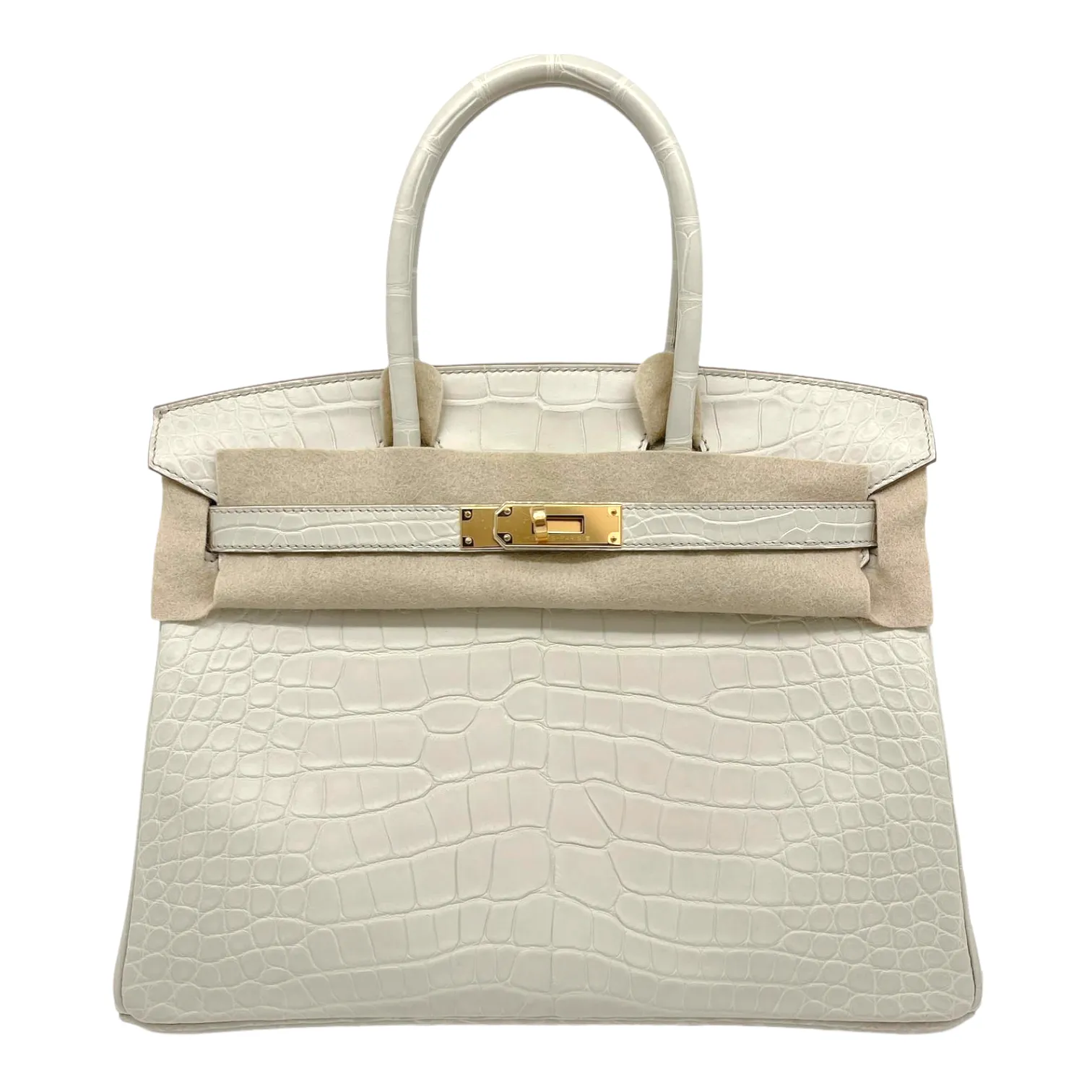 Herm??s Birkin 30 Beton Matte Alligator Gold Hardware