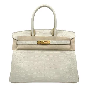 Herm??s Birkin 30 Beton Matte Alligator Gold Hardware