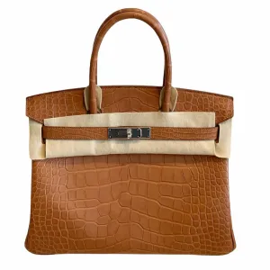 Herm??s Birkin 30 Gold Matte Alligator Palladium Hardware