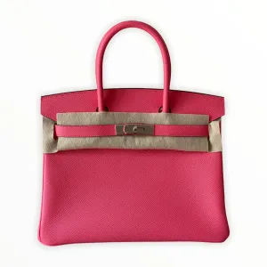 Herm??s Birkin 30 Rose Azalee Epsom Palladium Hardware