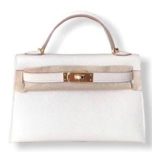 Herm??s Kelly 20 Craie Epsom Gold Hardware