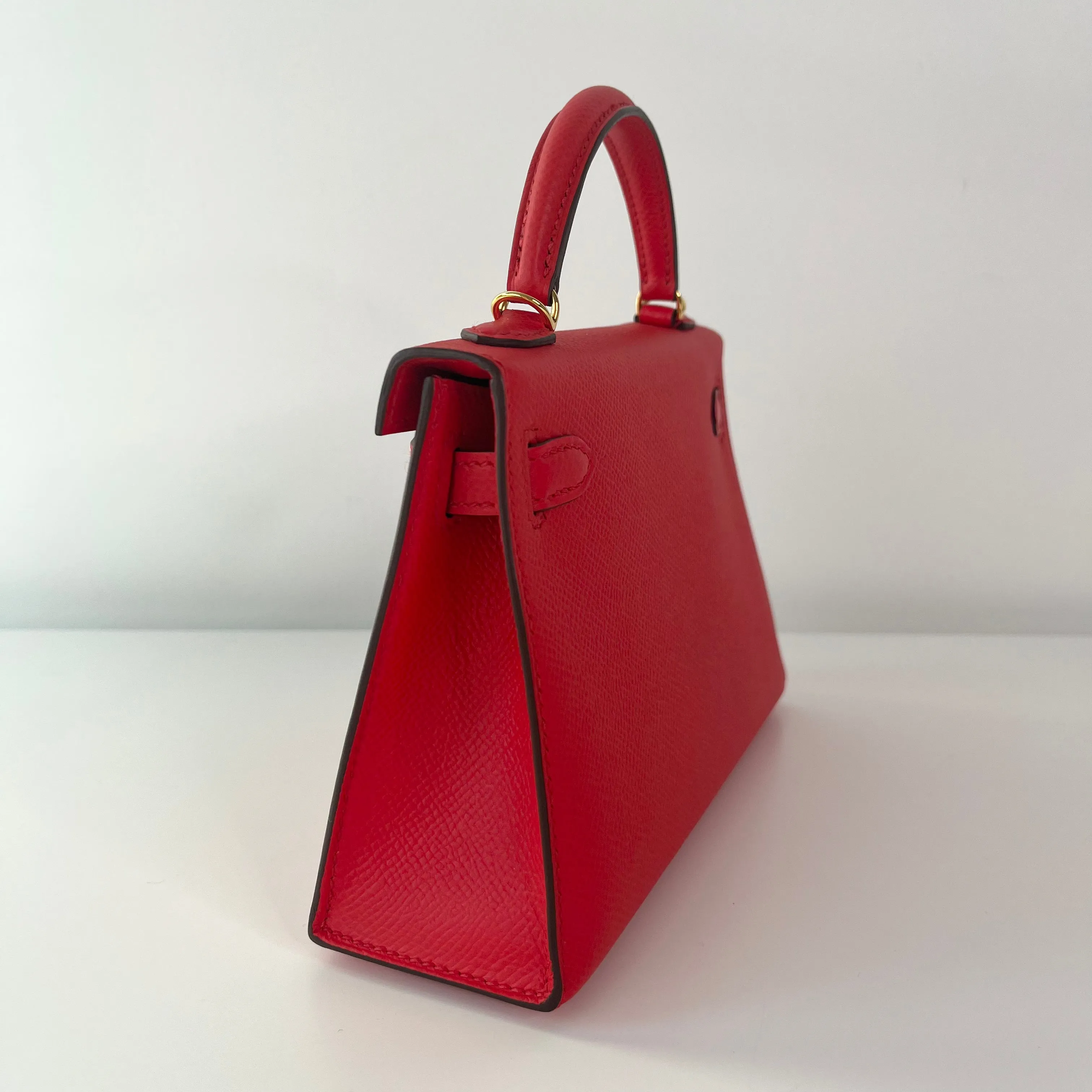 Herm??s Kelly 20 Rouge De Coeur Epsom Gold Hardware