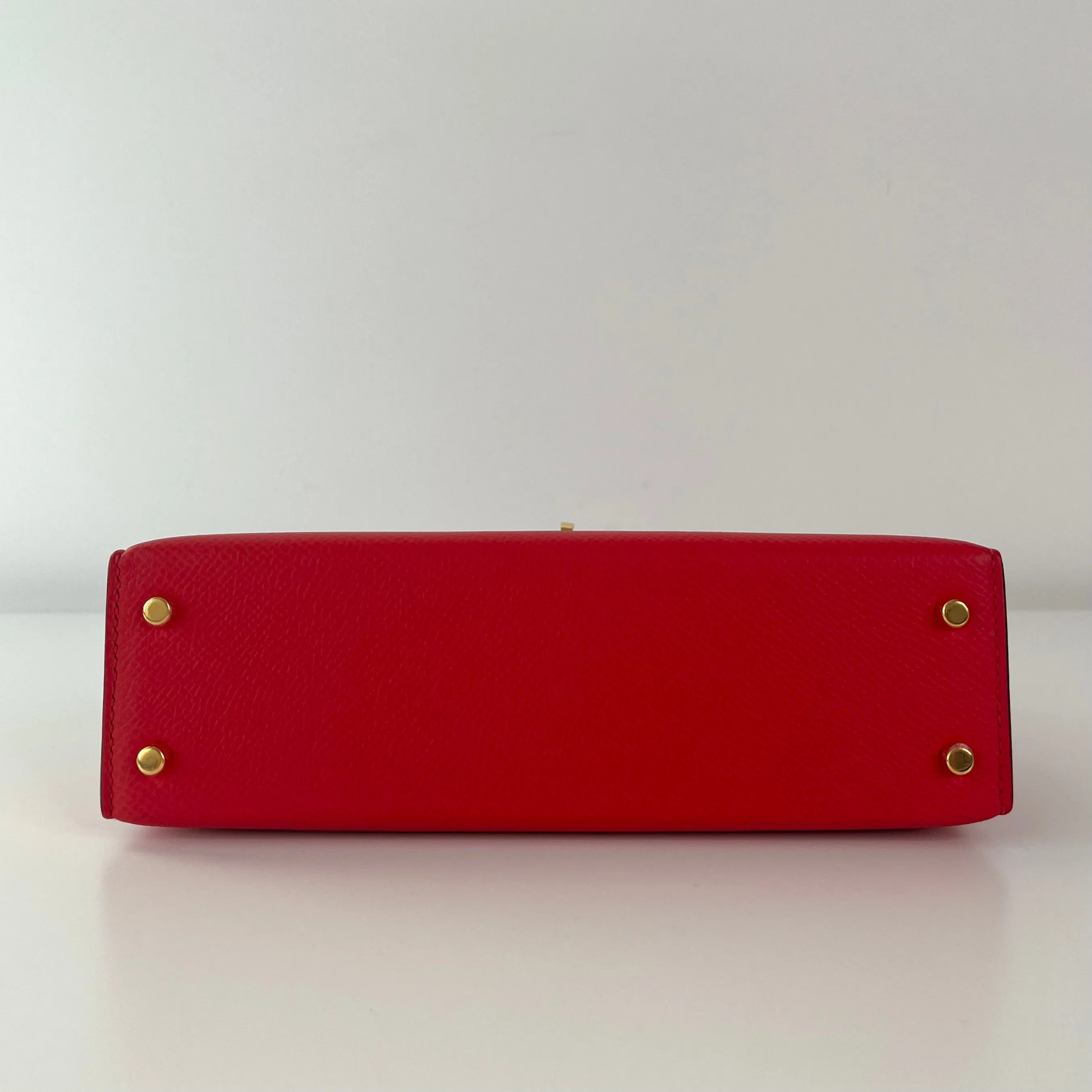 Herm??s Kelly 20 Rouge De Coeur Epsom Gold Hardware