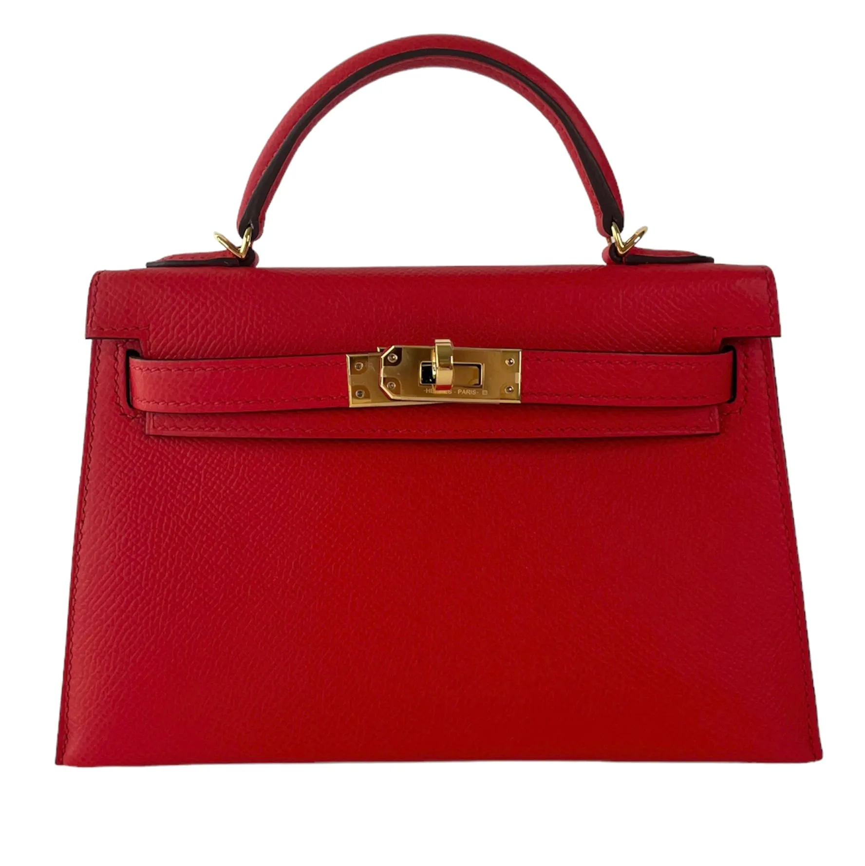 Herm??s Kelly 20 Rouge De Coeur Epsom Gold Hardware