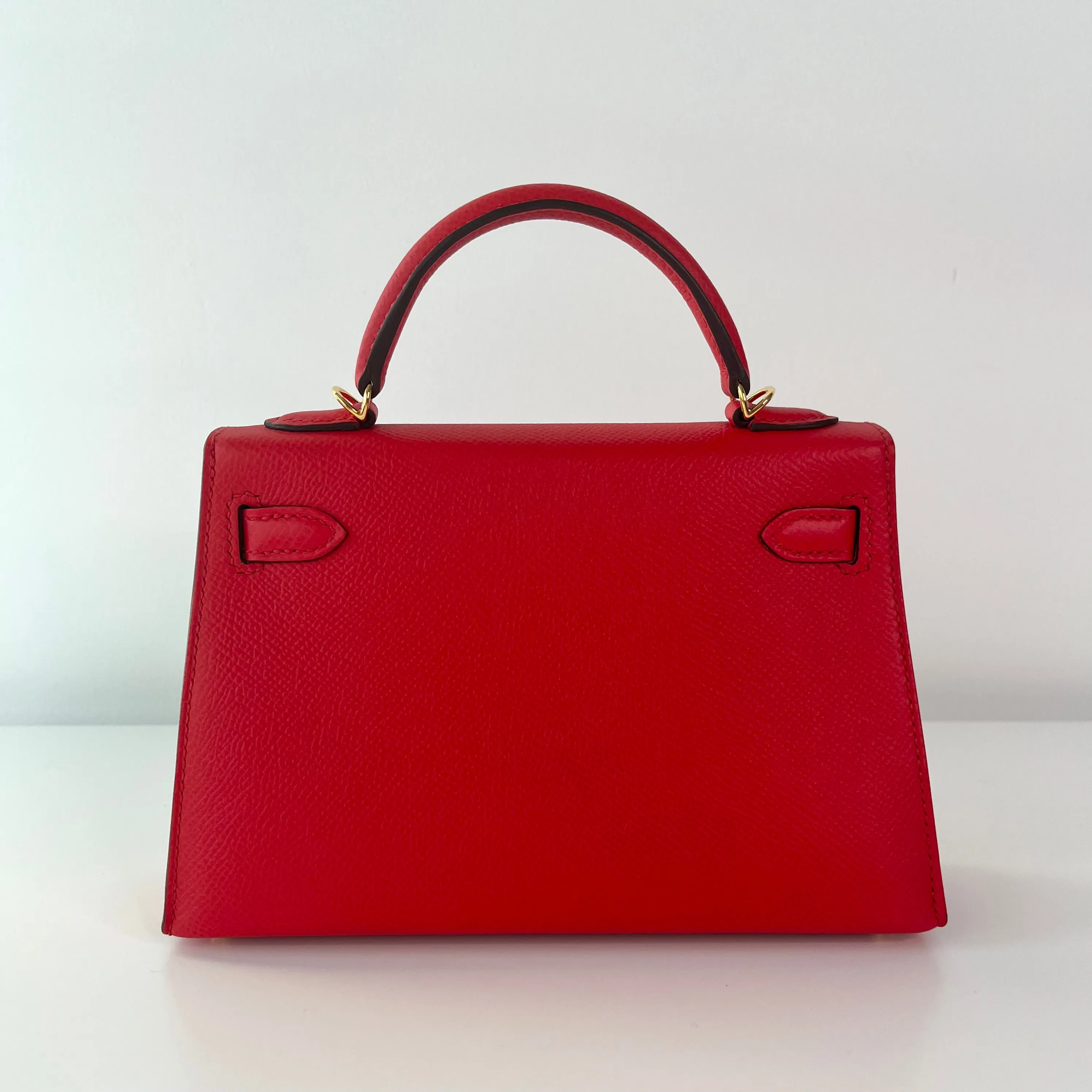 Herm??s Kelly 20 Rouge De Coeur Epsom Gold Hardware