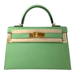 Herm??s Kelly 20 Vert Criquet Epsom Gold Hardware