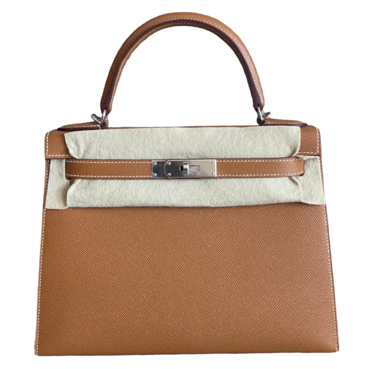 Herm??s Kelly 25 Gold Epsom Palladium Hardware