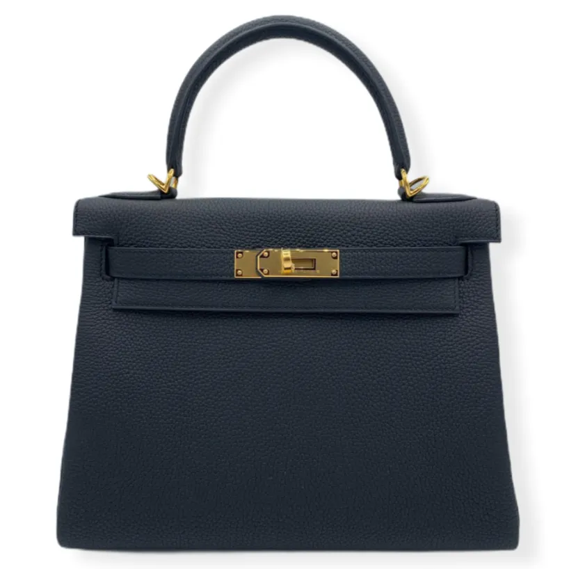 Herm??s Kelly 28 Black Togo Gold Hardware