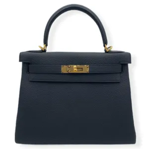Herm??s Kelly 28 Black Togo Gold Hardware