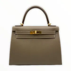 Herm??s Kelly 28 Etoupe Epsom Sellier Gold Hardware