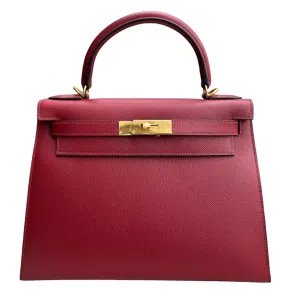 Herm??s Kelly 28 Sellier Rouge Grenat Epsom Gold Hardware