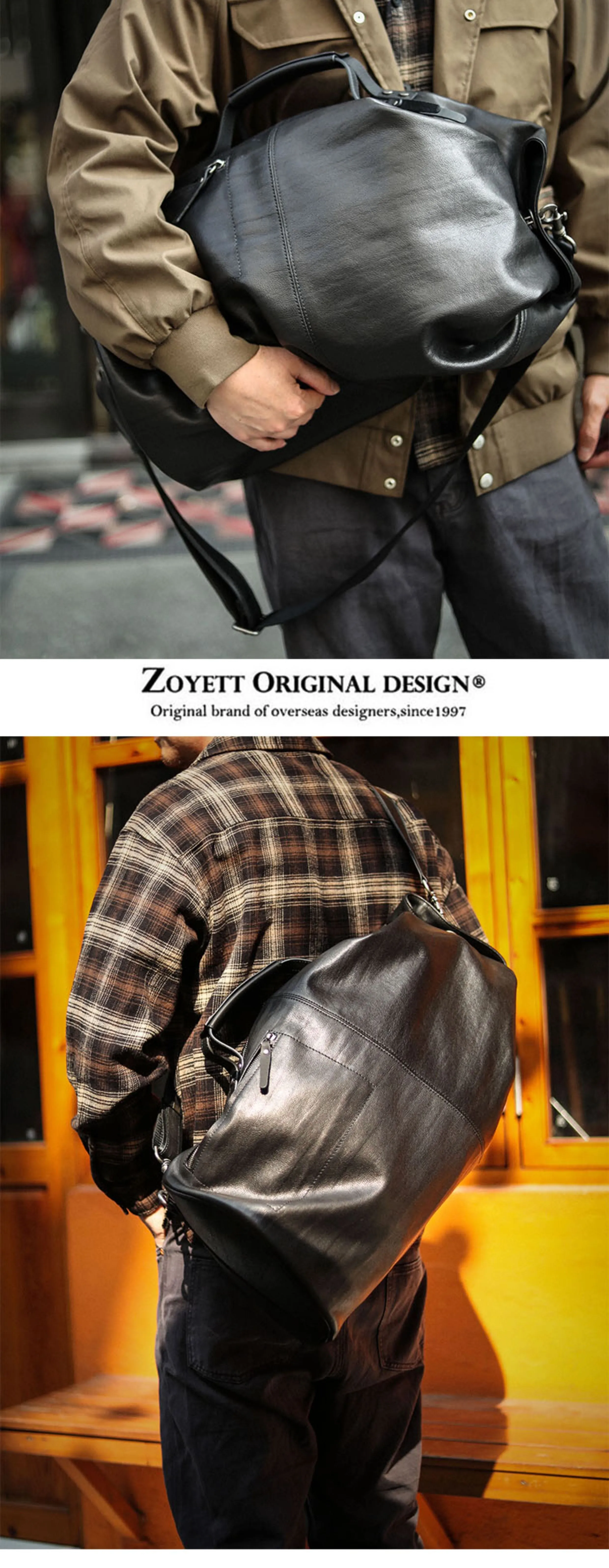 Huge Black Leather Barrel Sling Bag For Men Large Barrel Sling Bag Large Mens Weekender Sling Bag