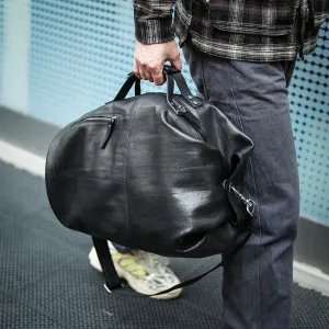 Huge Black Leather Barrel Sling Bag For Men Large Barrel Sling Bag Large Mens Weekender Sling Bag