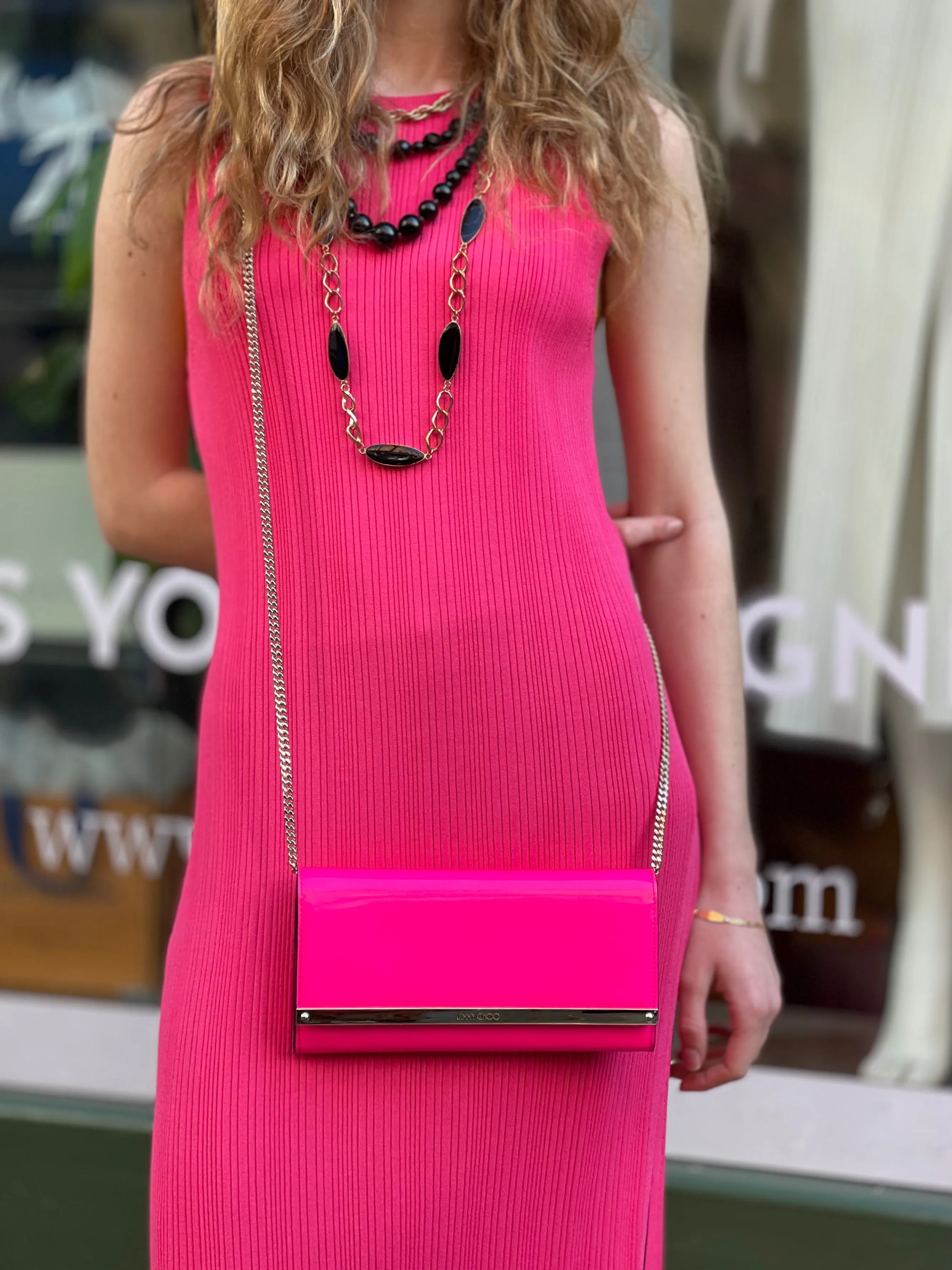 Jimmy Choo Milla Neon Pink Clutch