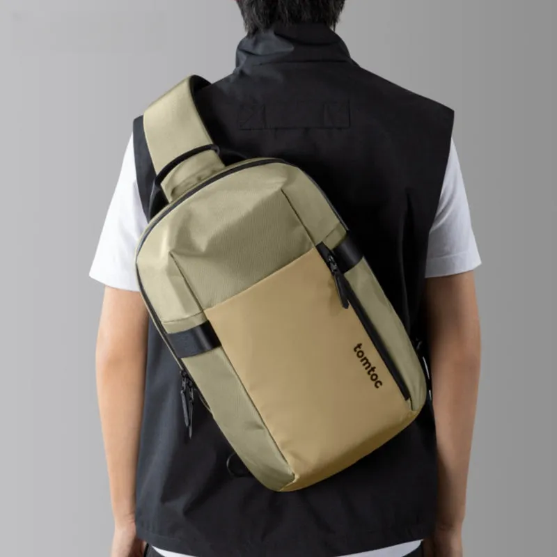 Khaki 14???? Laptop Large Sling Bag For Big Men 9L Sports Large Sling Bag For Men