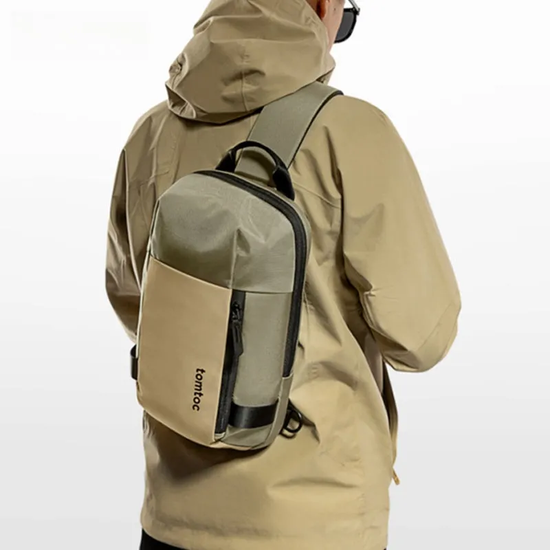 Khaki 14???? Laptop Large Sling Bag For Big Men 9L Sports Large Sling Bag For Men