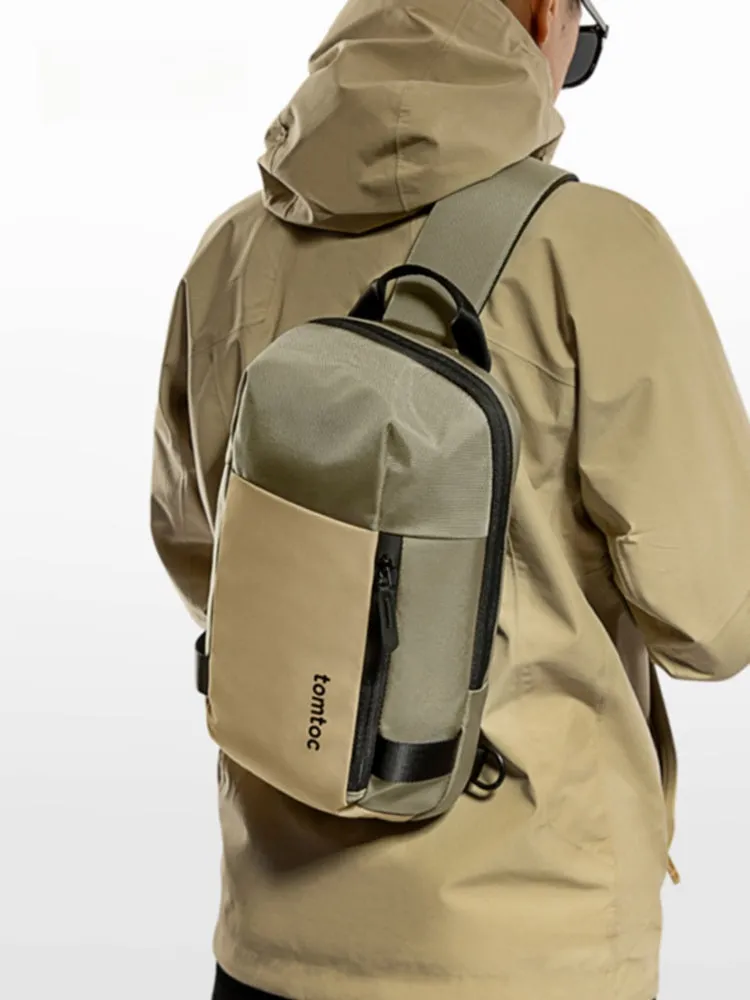 Khaki 14???? Laptop Large Sling Bag For Big Men 9L Sports Large Sling Bag For Men