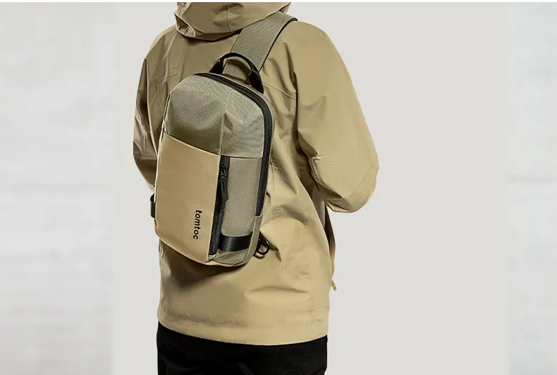 Khaki 14???? Laptop Large Sling Bag For Big Men 9L Sports Large Sling Bag For Men
