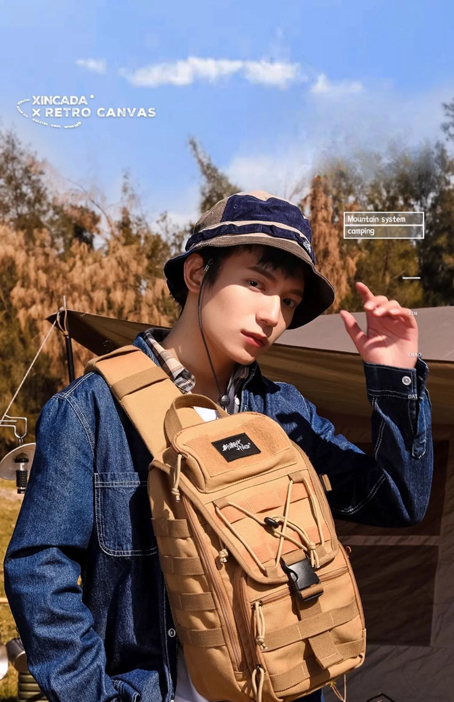 Khaki Tactical Canvas Large Sling Bag For Men Khaki Military Sling Bag For Big Men