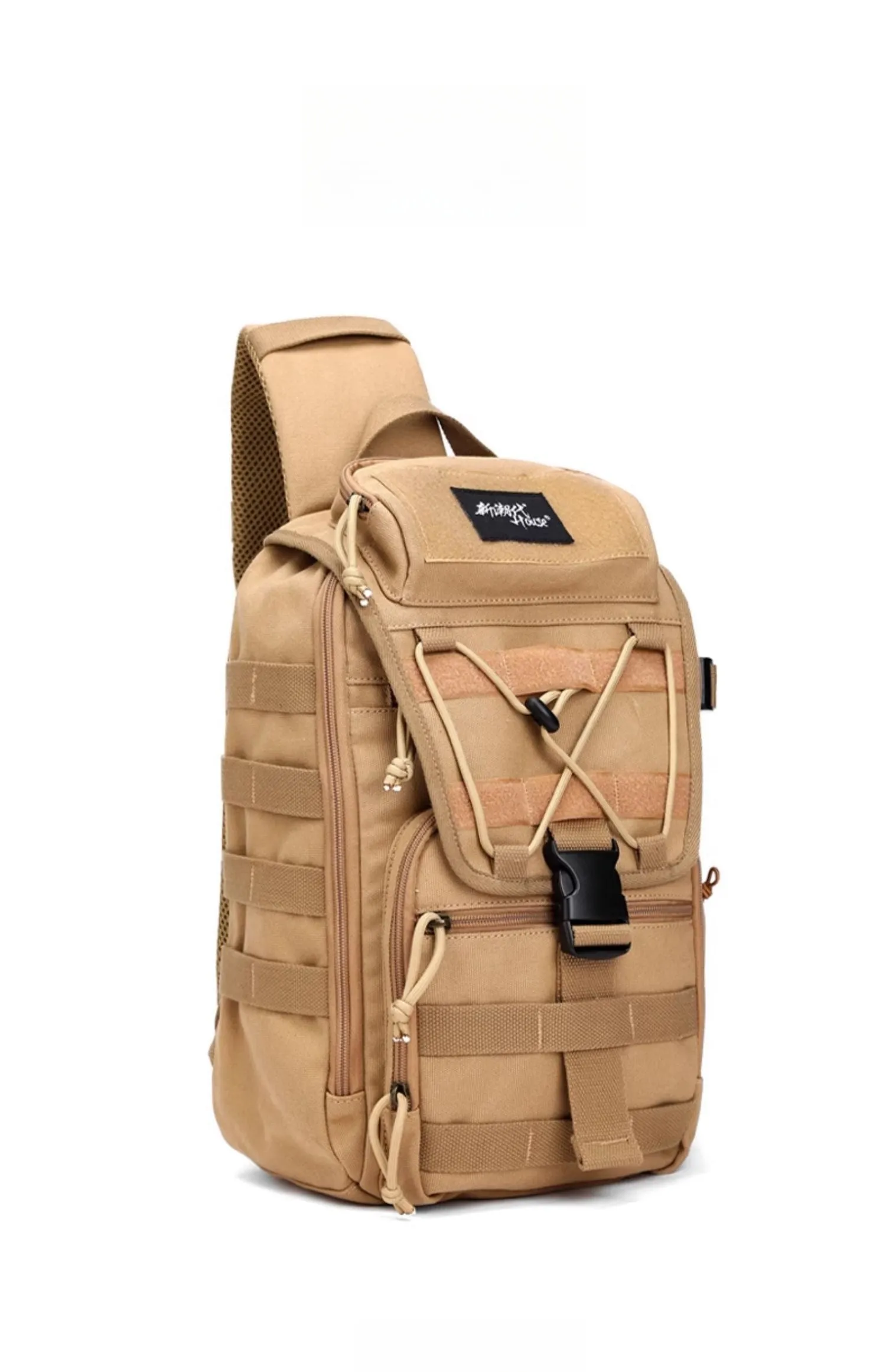 Khaki Tactical Canvas Large Sling Bag For Men Khaki Military Sling Bag For Big Men