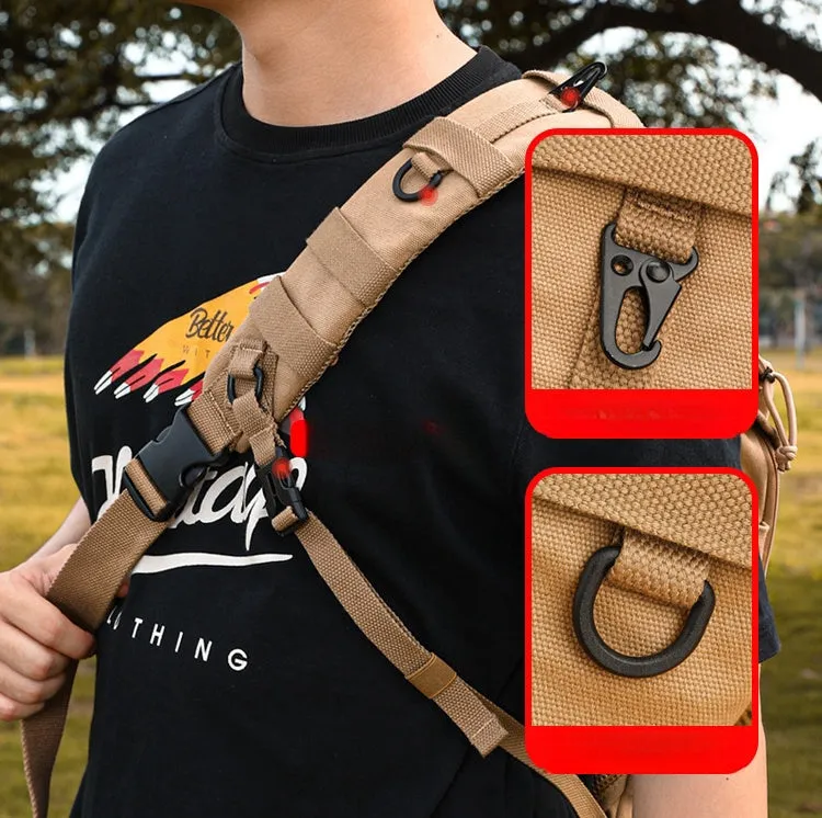 Khaki Tactical Canvas Large Sling Bag For Men Military Sling Bag For Big Men