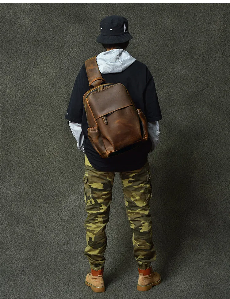 Large Sling Bag For Men Large Leather Mens Sling Bag Big Sling Backpack For Men